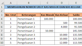 Cara Memisahkan Nomor Urut Otomatis Berdasarkan Kas Masuk dan Kas Keluar Dalam Excel  Cara Memisahkan Nomor Urut Otomatis Berdasarkan Kas Masuk dan Kas Keluar Dalam Excel